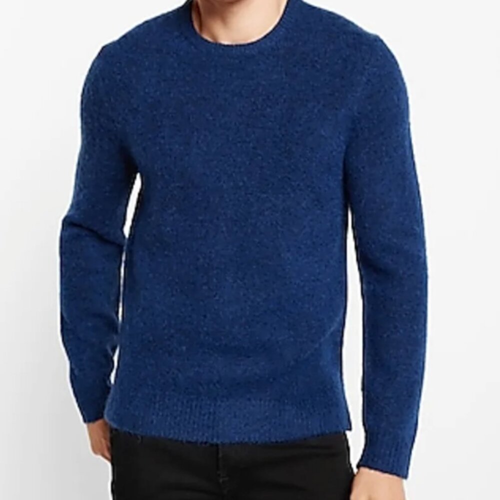 Express Men's Textured Crew Neck Sweater Navy